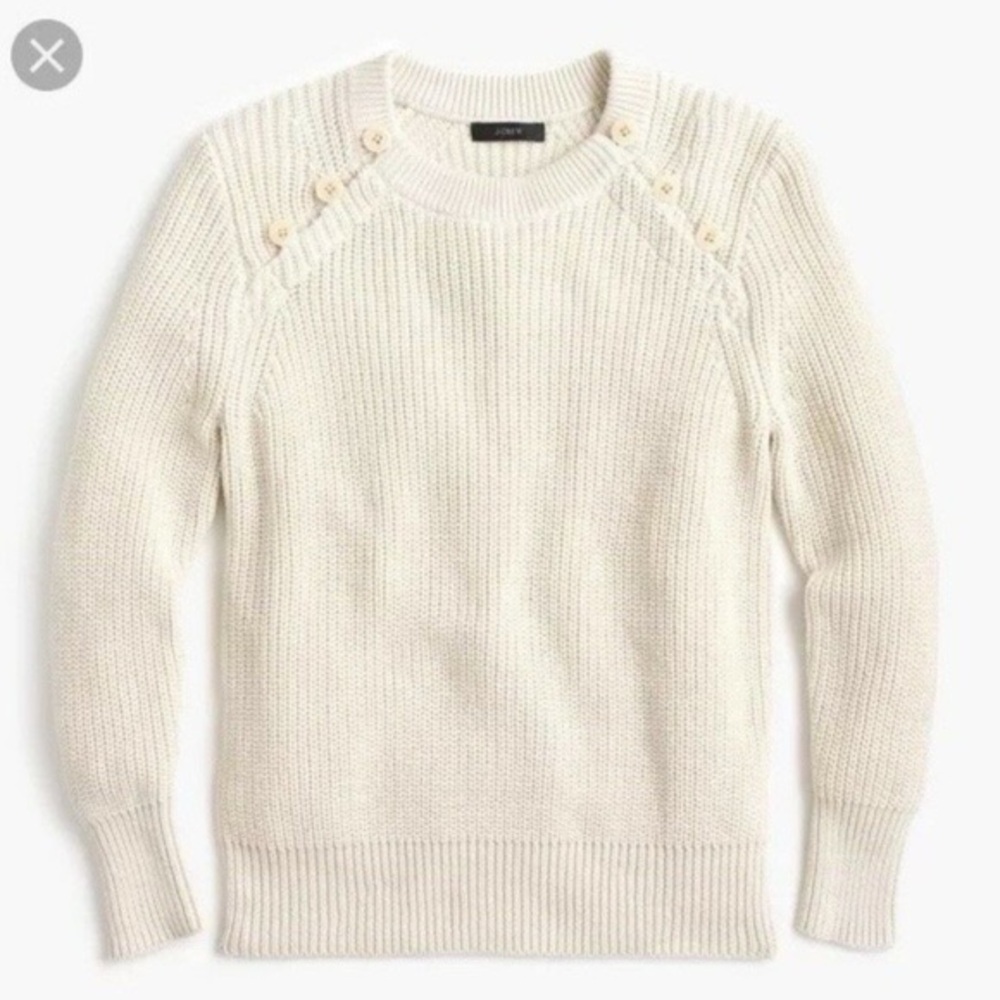 J. Crew Cable Knit Cream Sweater w/ Anchor Buttons Women’s Size Small